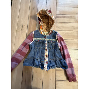 Matilda Jane Labyrinth convertible jean jacket ruffled hem Removable Sleeves
